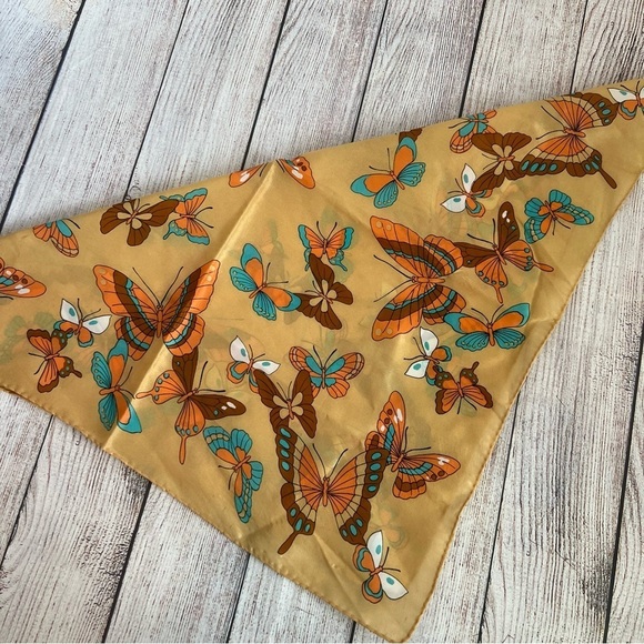 Nasharr Freres Butterfly Square Vintage Scarf Japan - Picture 1 of 5